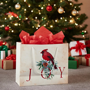 Sacola Para Presentes Grande Cardinal vintage personalizado Natal Férias 
