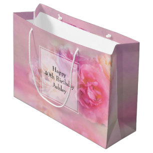 Sacola Para Presentes Grande Carnatos Rosa bonito - Na moda de Fotografia - Ani