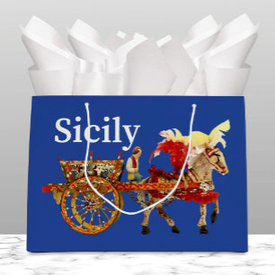 Sacola Para Presentes Grande Carretto Siciliano - Azul Siciliano Tradicional