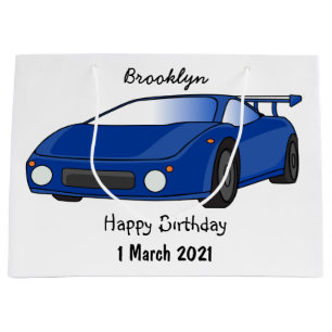 Sacola Para Presentes Grande Carro desportivo azul com ilustração de airfoil