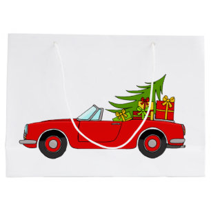 Sacola Para Presentes Grande Carro Vermelho com presentes de Natal