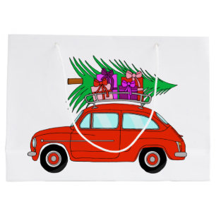 Sacola Para Presentes Grande Carro Vermelho com presentes de Natal Grande Saco 