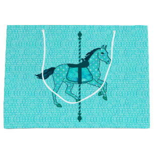 Sacola Para Presentes Grande Carrossel Horse - Turquesa e Aqua