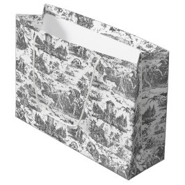 Sacola Para Presentes Grande Carruagem francesa Vintage de Dawn Toile de Jouy-C