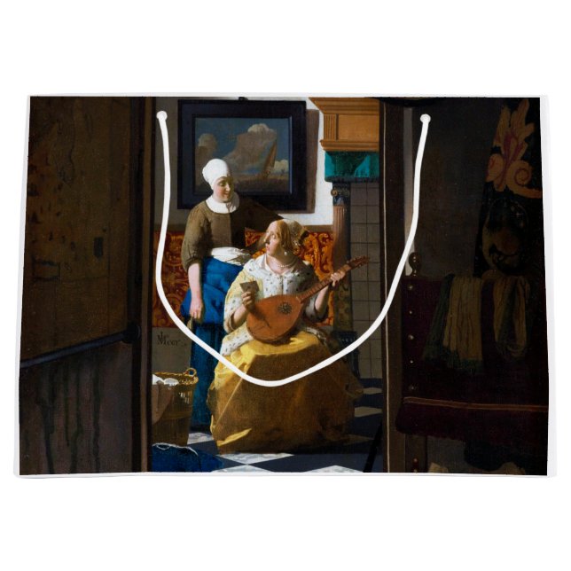 Sacola Para Presentes Grande Carta de Amor, Johannes Vermeer (Frente)