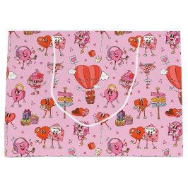 Sacola Para Presentes Grande Cartões do Namorados Retro Groovy