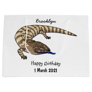Sacola Para Presentes Grande Cartografia de répteis de lagarto azul