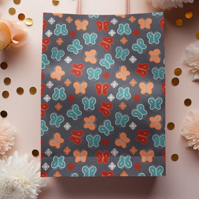 Sacola Para Presentes Grande Cartoon de borboleta multicolor (gift bag, birthday surprise gift bag, teddy bear gift bag, wine gift bag, travel bag, use and throw )