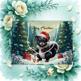 Sacola Para Presentes Grande Cartoon de Skunk de Natal bonito