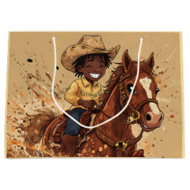 Sacola Para Presentes Grande Cartoon Western Ride Tall Cowboy