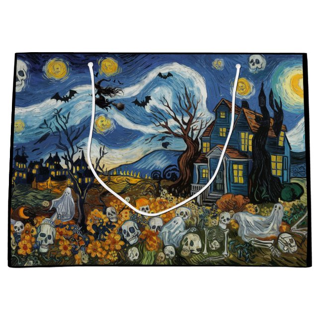 Sacola Para Presentes Grande Casa Assombrada de Maluco Noturno-Halloween (Frente)