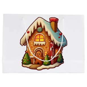 Sacola Para Presentes Grande Casa de pão-de-gengibre