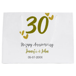 Sacola Para Presentes Grande casal 30 feliz ouro cinza de aniversário