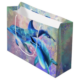 Sacola Para Presentes Grande Casal de golfinhos - Lindo
