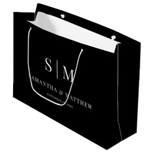 Sacola Para Presentes Grande Casal Elegante Negro Inicializa Patrocinadores de