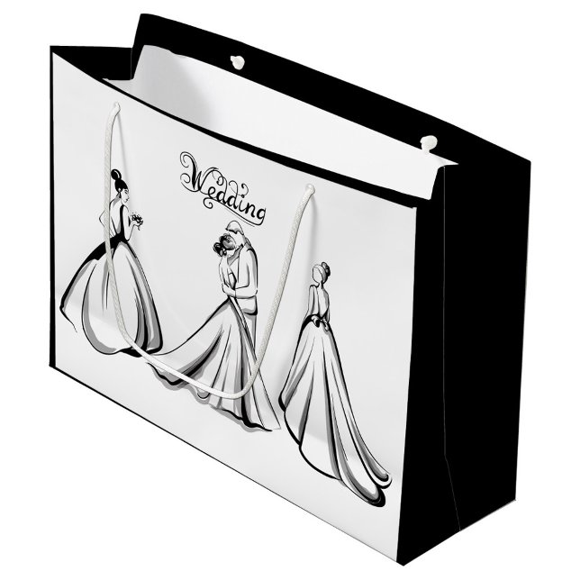 Sacola Para Presentes Grande Casamento (Elegant illustrations of brides!)