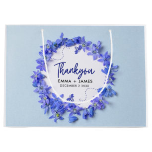 Sacola Para Presentes Grande Casamento bonito com Hydrangeas Azuis - Obrigado