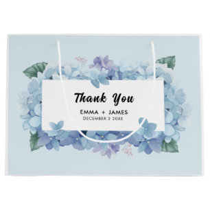 Sacola Para Presentes Grande Casamento bonito com Hydrangeas Azuis - Obrigado