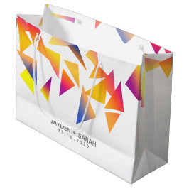 Sacola Para Presentes Grande Casamento Branco de Confetti Multicolorido Pastel