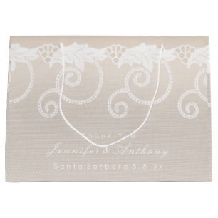 Sacola Para Presentes Grande Casamento Bridal Ivory Creamy White Lace Real