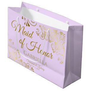 Sacola Para Presentes Grande Casamento Chic com Madrinha de casamento de rendas
