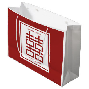 Sacola Para Presentes Grande Casamento Chinês de Dupla Felicidade