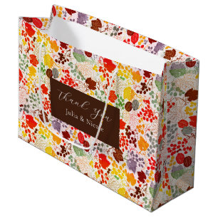 Sacola Para Presentes Grande Casamento de Flores de Uvas de Berry Doce e Beijo