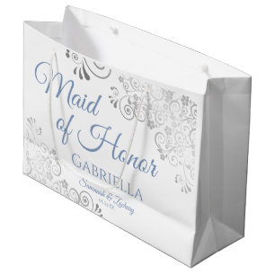 Sacola Para Presentes Grande Casamento de Madrinha de casamento Azul-Dusty com 