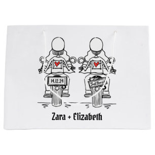 Sacola Para Presentes Grande Casamento de motocicleta de duas noivas Biker