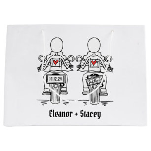 Sacola Para Presentes Grande Casamento de motocicleta de duas noivas Biker