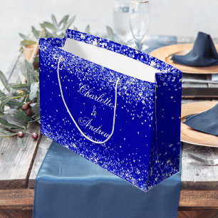 Sacola Para Presentes Grande Casamento de noiva azul real