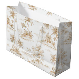 Sacola Para Presentes Grande Casamento de Palmeiras de Ilha Tropical Marrom Cre