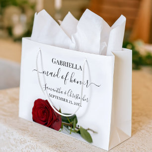 Sacola Para Presentes Grande Casamento de Rosa vermelha Elegante Posh & Glam Ma