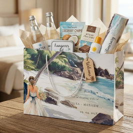 Sacola Para Presentes Grande Casamento de Verão na Praia Obrigado