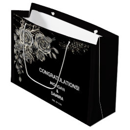 Sacola Para Presentes Grande Casamento elegante boho preto e branco