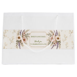 Sacola Para Presentes Grande Casamento Elegante com Flores Silvestres