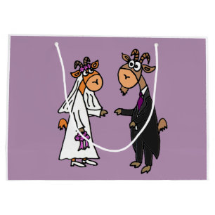 Sacola Para Presentes Grande Casamento engraçado dos noivos da cabra