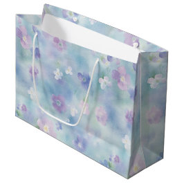 Sacola Para Presentes Grande Casamento Floral Branco Lavanda Roxo Romântico