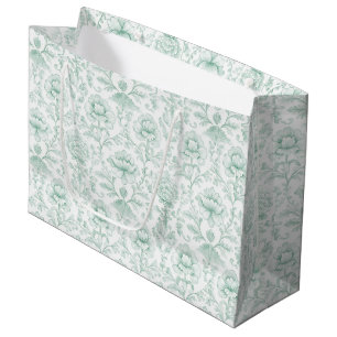 Sacola Para Presentes Grande Casamento Floral Branco Menta Chic