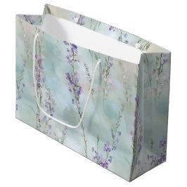 Sacola Para Presentes Grande Casamento Floral Lavanda Roxo Romântico