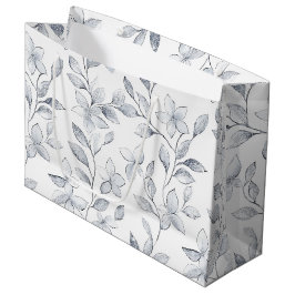 Sacola Para Presentes Grande Casamento Floral Prata Chic Branco