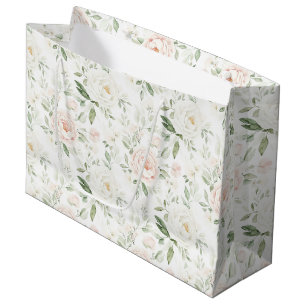 Sacola Para Presentes Grande Casamento Floral Rosa Bege Lindo