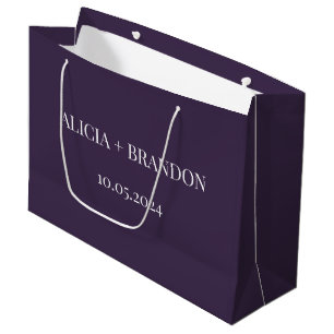 Sacola Para Presentes Grande Casamento Moderno Simples Elegante Roxo