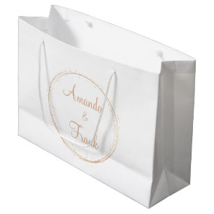 Sacola Para Presentes Grande Casamento Personalizado Dourado Sparkle