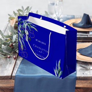 Sacola Para Presentes Grande Casamento real de eucalipto verde azul