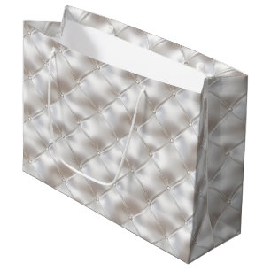 Sacola Para Presentes Grande Casamento Romântico de Couro Branco Faux