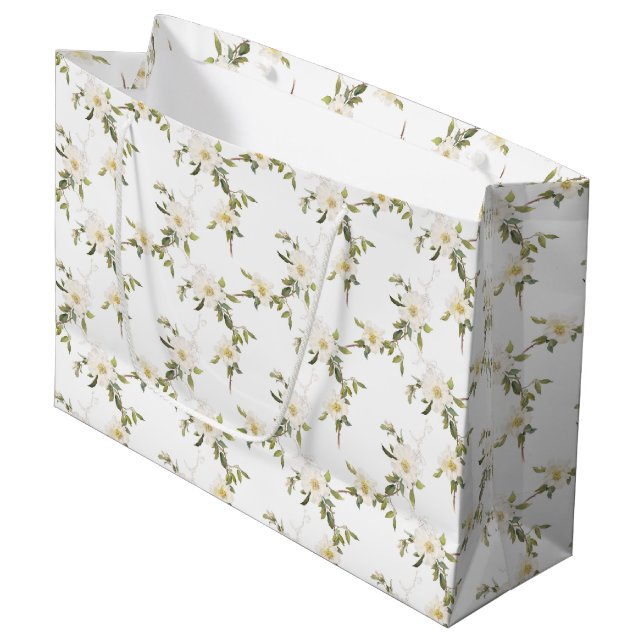 Sacola Para Presentes Grande Casamento Romântico White Floral (Frente inclinada)