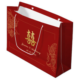 Sacola Para Presentes Grande Casamento Tradicional Chinês Vermelho de Phoenix D