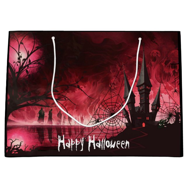 Sacola Para Presentes Grande Castelo Halloween Haunted (Frente)
