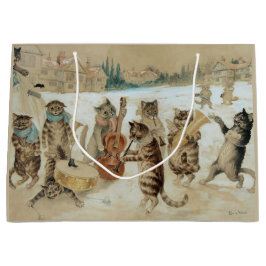 Sacola Para Presentes Grande Cats Carol Singing por Louis Wain